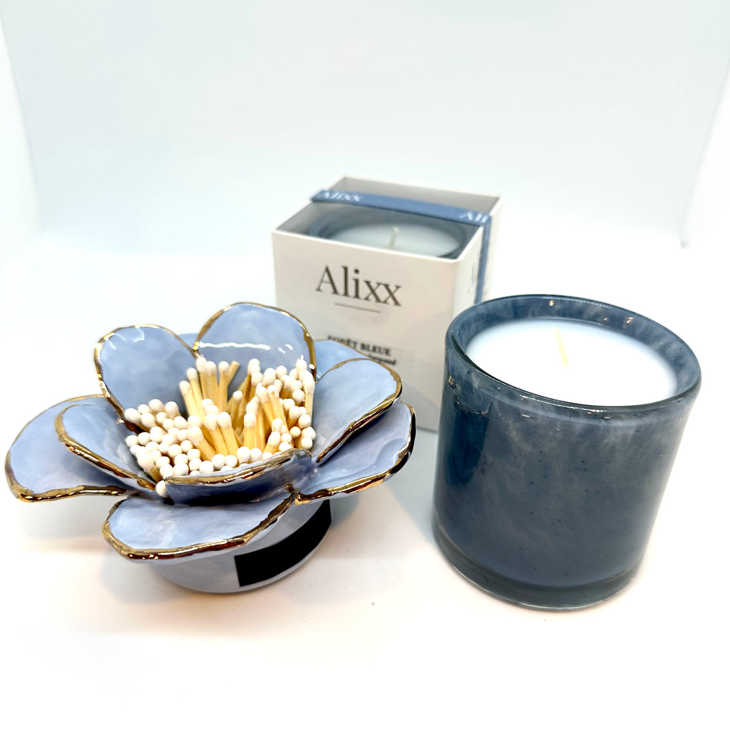 Periwinkle Matchstick Votive with Alixx Candle