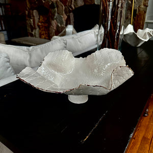 White Footed Crocodile Porcelain Dish 12” wide, 6” high