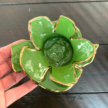Load image into Gallery viewer, Green Double Petal Votive 3-4” wide x 2” high
