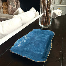 Load image into Gallery viewer, Denim Blue Crocodile 14” x10” Porcelain platter
