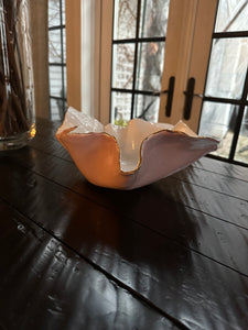 Pink and White Porcelain Bowl 12”