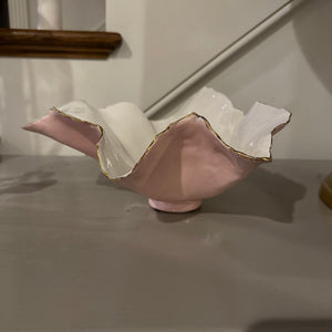 Pink and White Footed Porcelain Dish