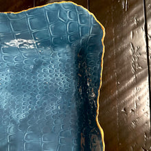 Load image into Gallery viewer, Denim Blue Crocodile 14” x10” Porcelain platter
