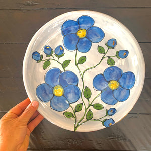 Blue floral plate 11”
