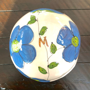 Blue Floral Porcelain Bowl 9”x4”