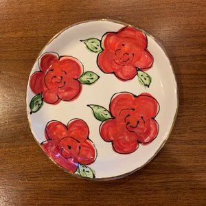 Red Floral 7” Plate