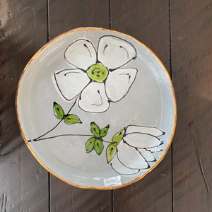 Gray floral plate 8”