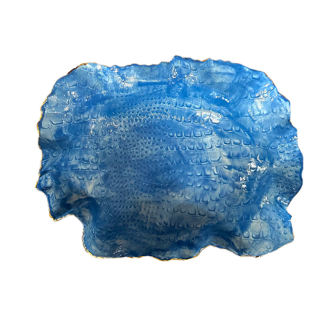 Blue Crocodile Oval Bowl 13”x 10.5”