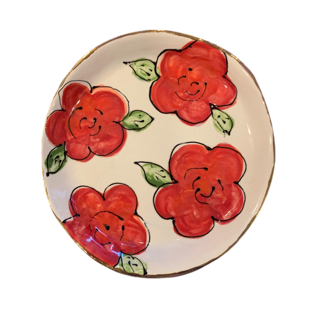 Red Floral 7” Plate