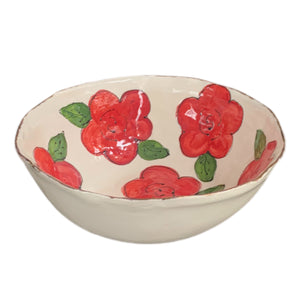 Large Red Floral Bowl