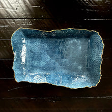Load image into Gallery viewer, Denim Blue Crocodile 14” x10” Porcelain platter
