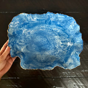 Blue Crocodile Oval Bowl 13”x 10.5”