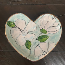Load image into Gallery viewer, WhiteFloral Heart light blue background
