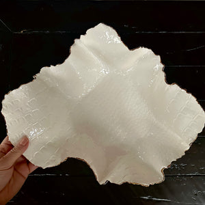 White Footed Crocodile Porcelain Dish 12” wide, 6” high