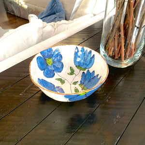 Blue Floral Porcelain Bowl 9”x4”