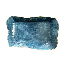 Load image into Gallery viewer, Denim Blue Crocodile 14” x10” Porcelain platter
