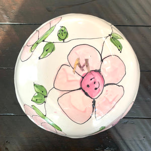 Pink Floral Porcelain Bowl 9”x4”