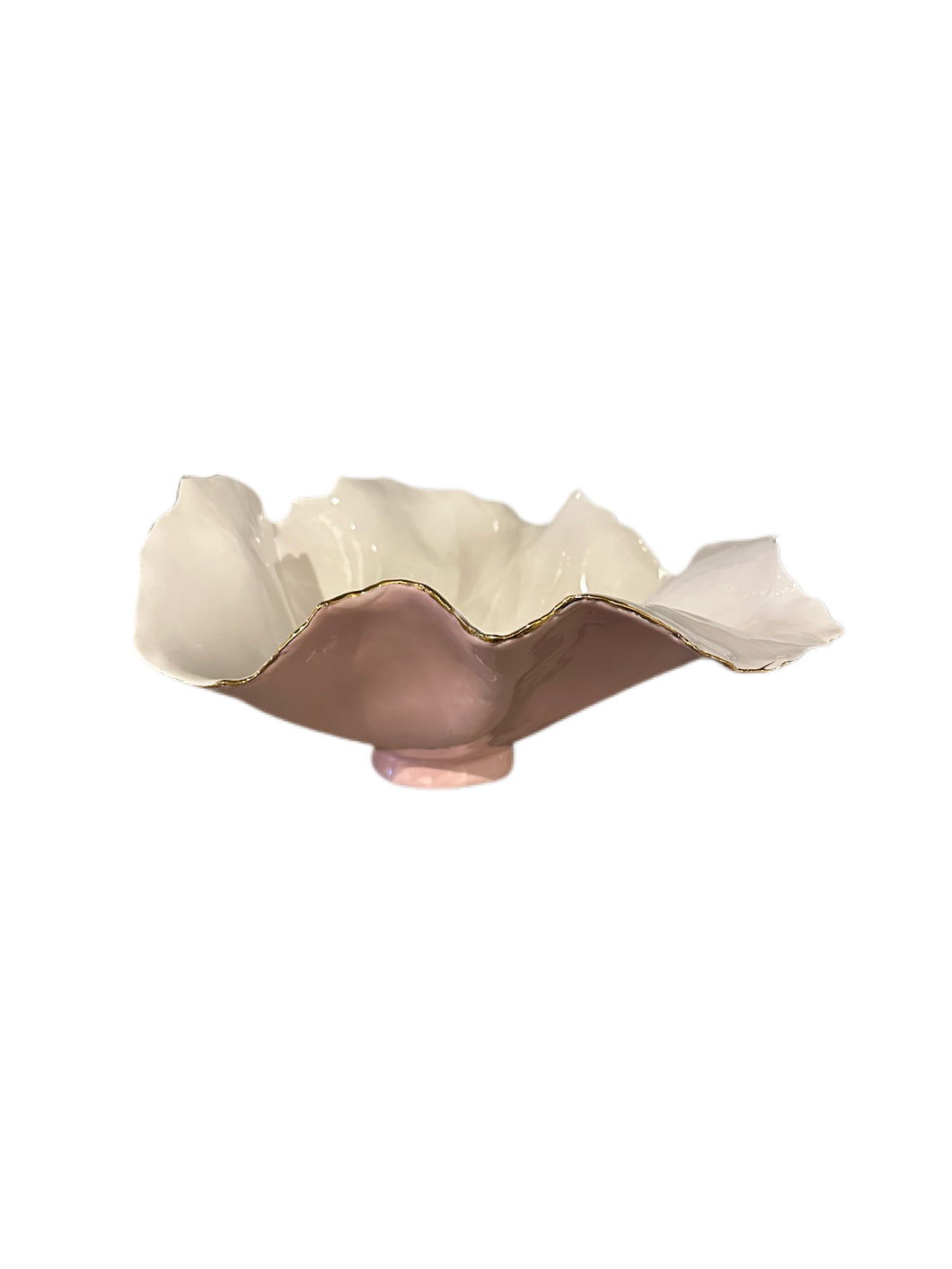 Pink and White Footed Porcelain Dish