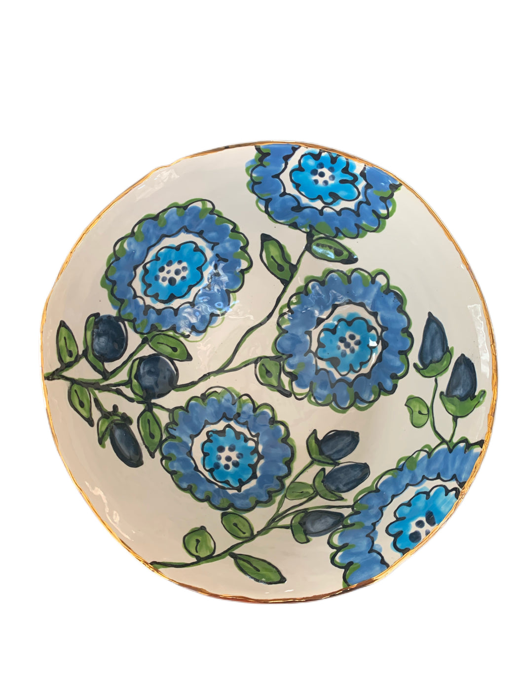 Blue floral Bowl 9”x4”